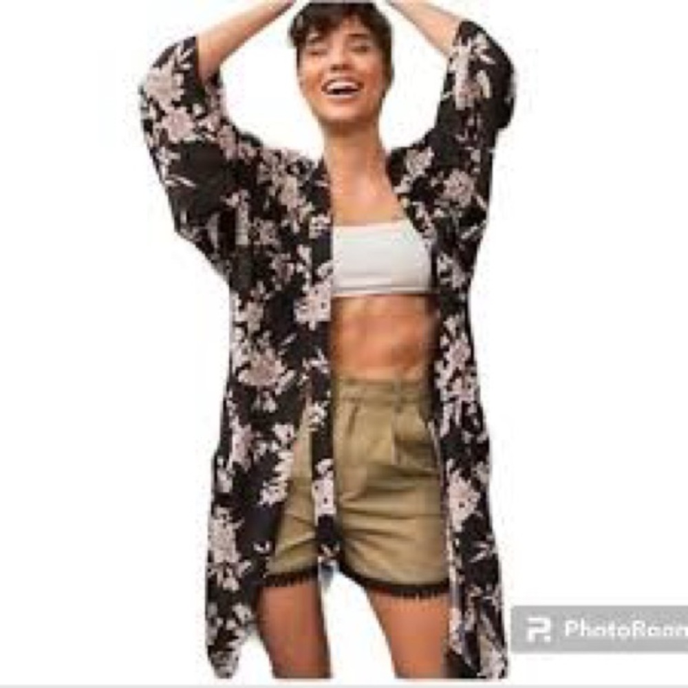 Spiritual Gangster Black and White Floral Kimono (#5)